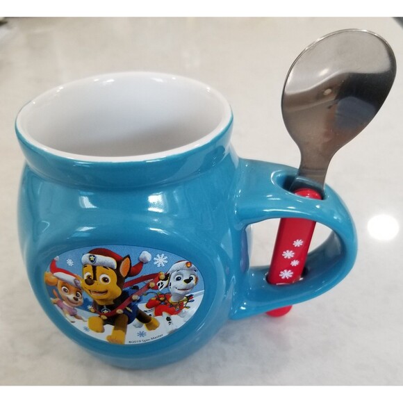 2019 Spin Master Paw Patrol Holiday Hot Cocoa Coffee Mug with Spoon - Picture 1 of 9